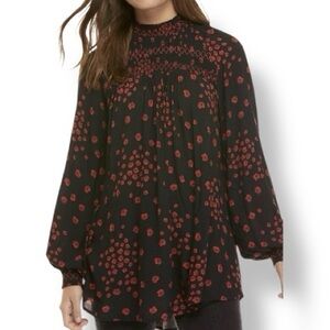 Free People “Flowers In Her Hair” Smocked Floral Blouse – XS